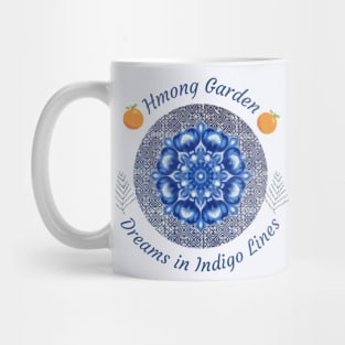 Hmong Garden Dreams in Indigo Lines Mug